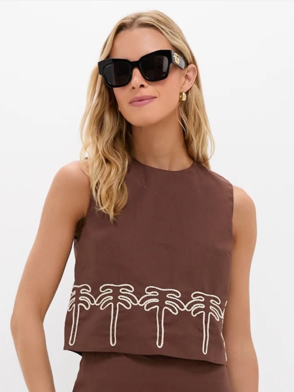 Hyacinth House Brown & Cream Embroidery Palm top